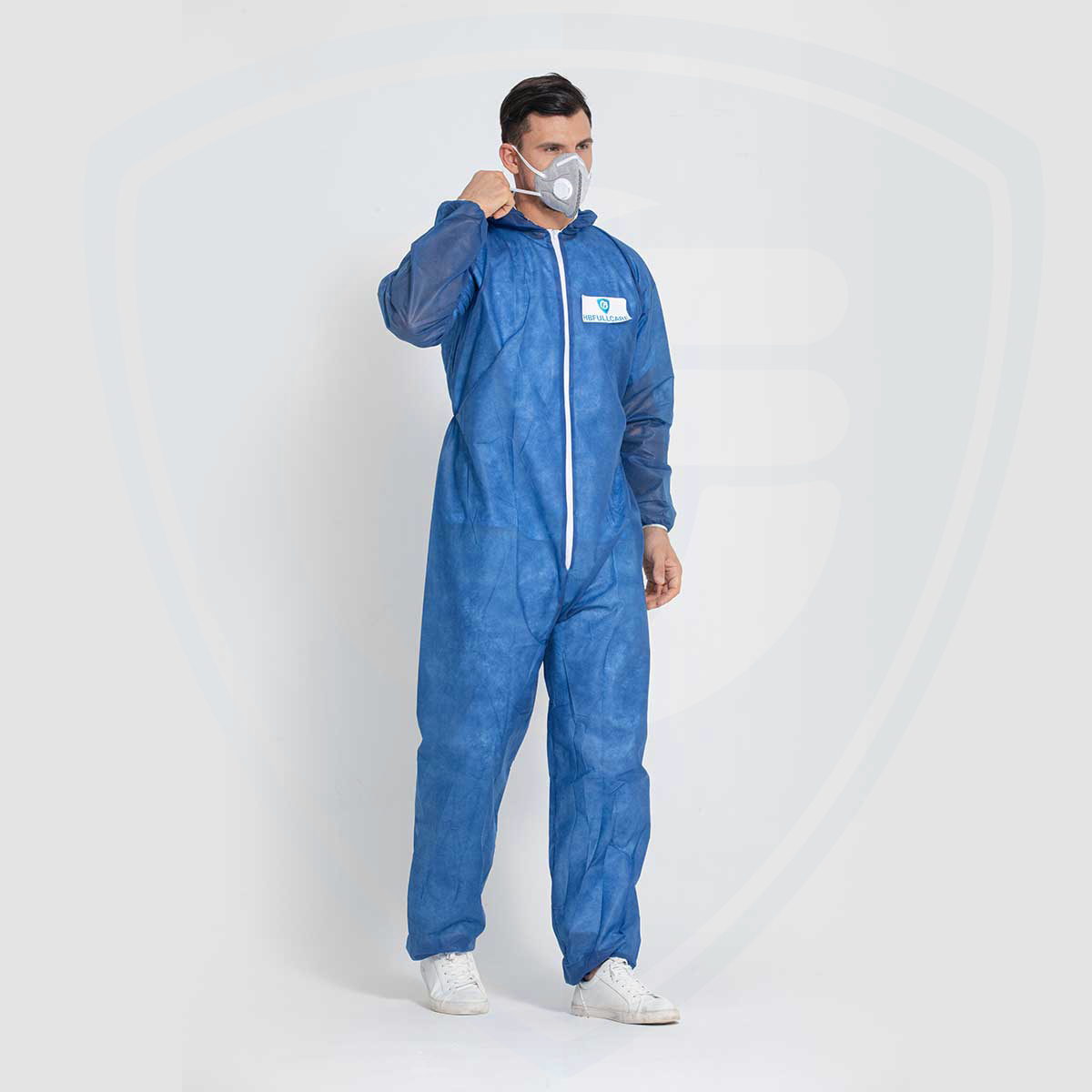 Breathable Disposable Safety Polypropylene Non-Woven Coverall Blue suit