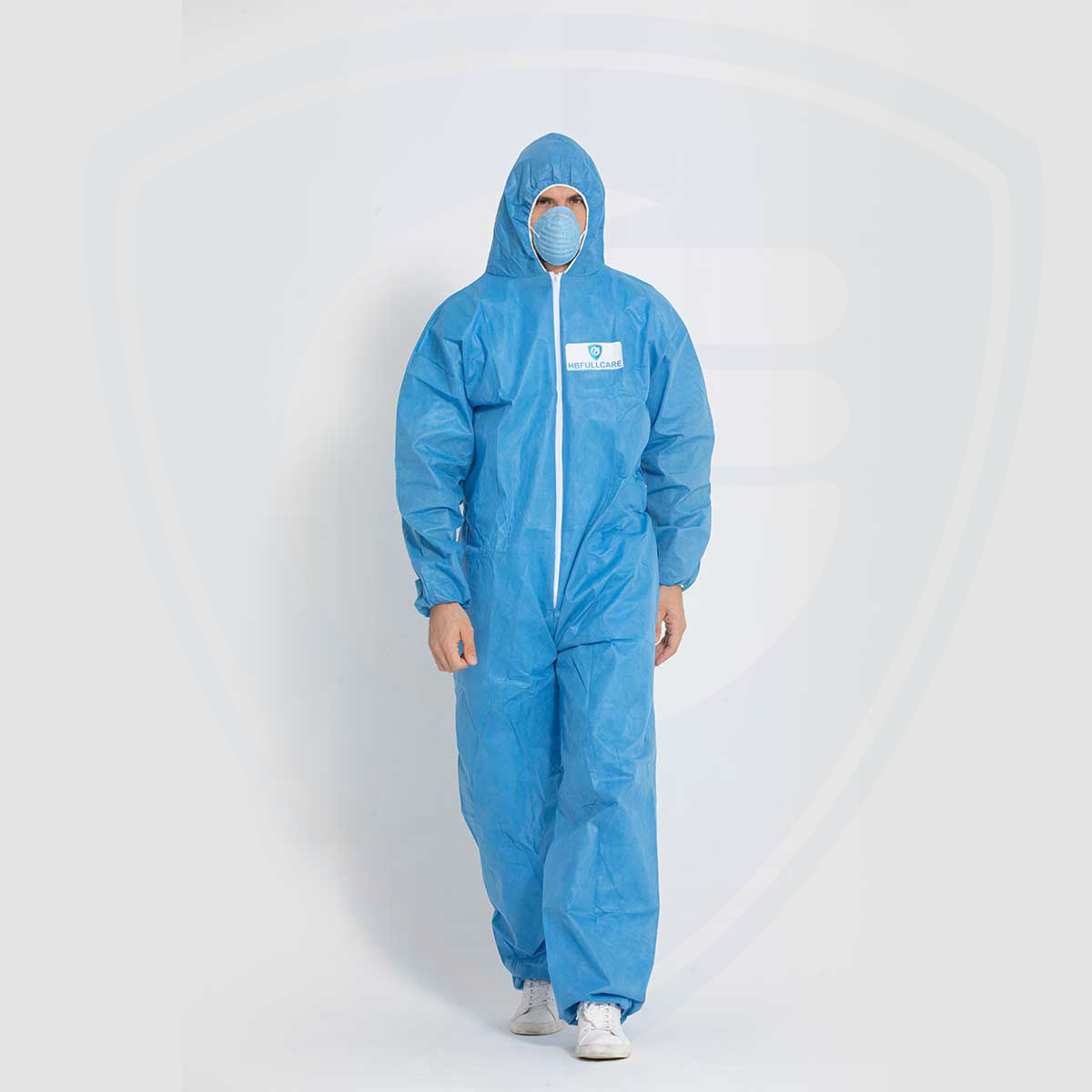 Blue SMS Industrial Unisex Disposable Coverall for Cleaning Lightweight Breathable