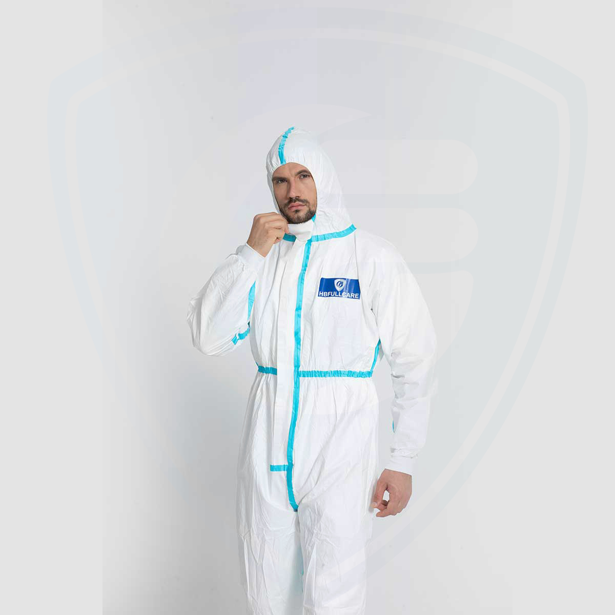 Disposable Full Body Protective Coveralls Sealed Seams with Tape 
