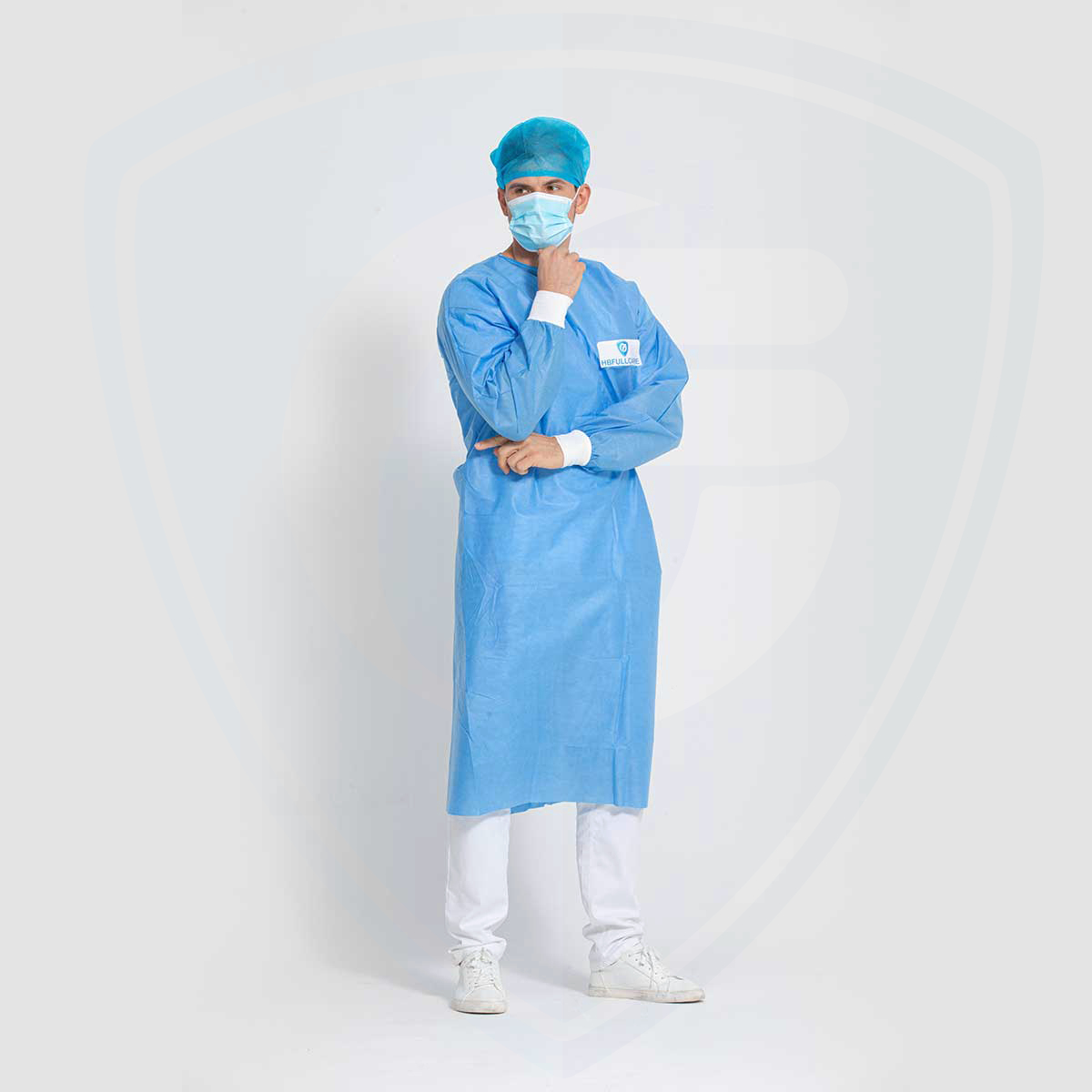 Blue Autoclavable Waterproof Disposable Surgical Gown for Hospital/clinics AAMI PB70 Level3