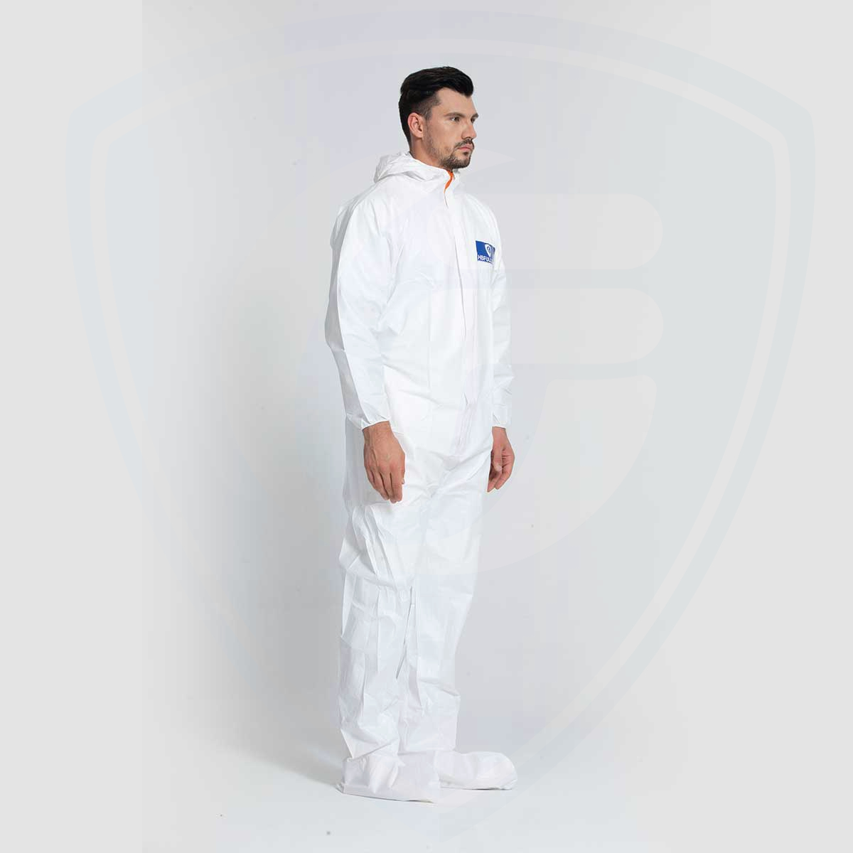 FC2050-2 Type 5/6 Disposable Protective Coverall Orange Zip with White Boots 