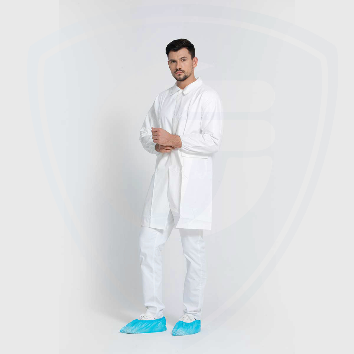 White Anti-static Chemistry Disposable Lab Coat with Elastic Cuffs