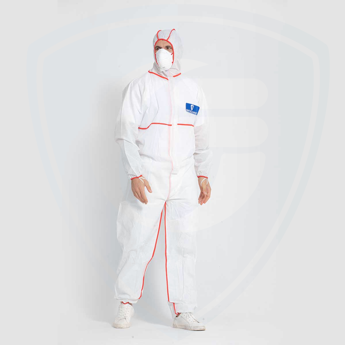 FC2040 Cat.III EN1073 EN1149 Anti-static SMS Coverall Red Bound Seams