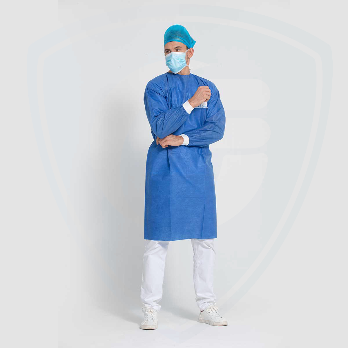 Disposable Isolation Gowns Double Tie Back Knitted Cuffs Fluid Resistant 