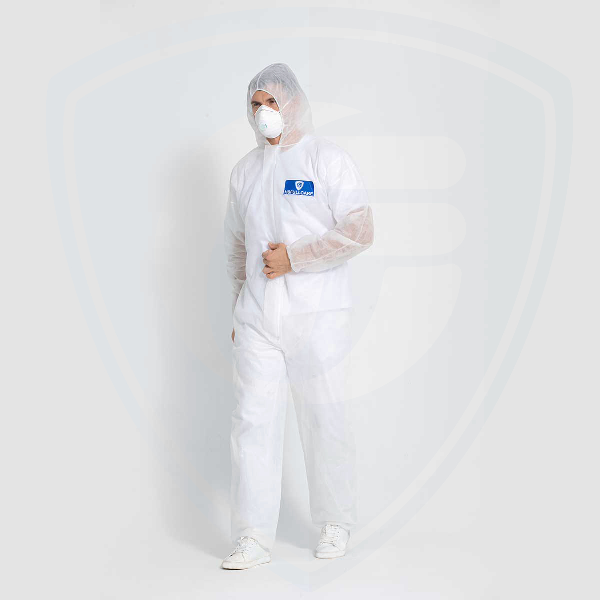 Lightweight Disposable Standard Weight White Polypropylene Coveralls with Hood 