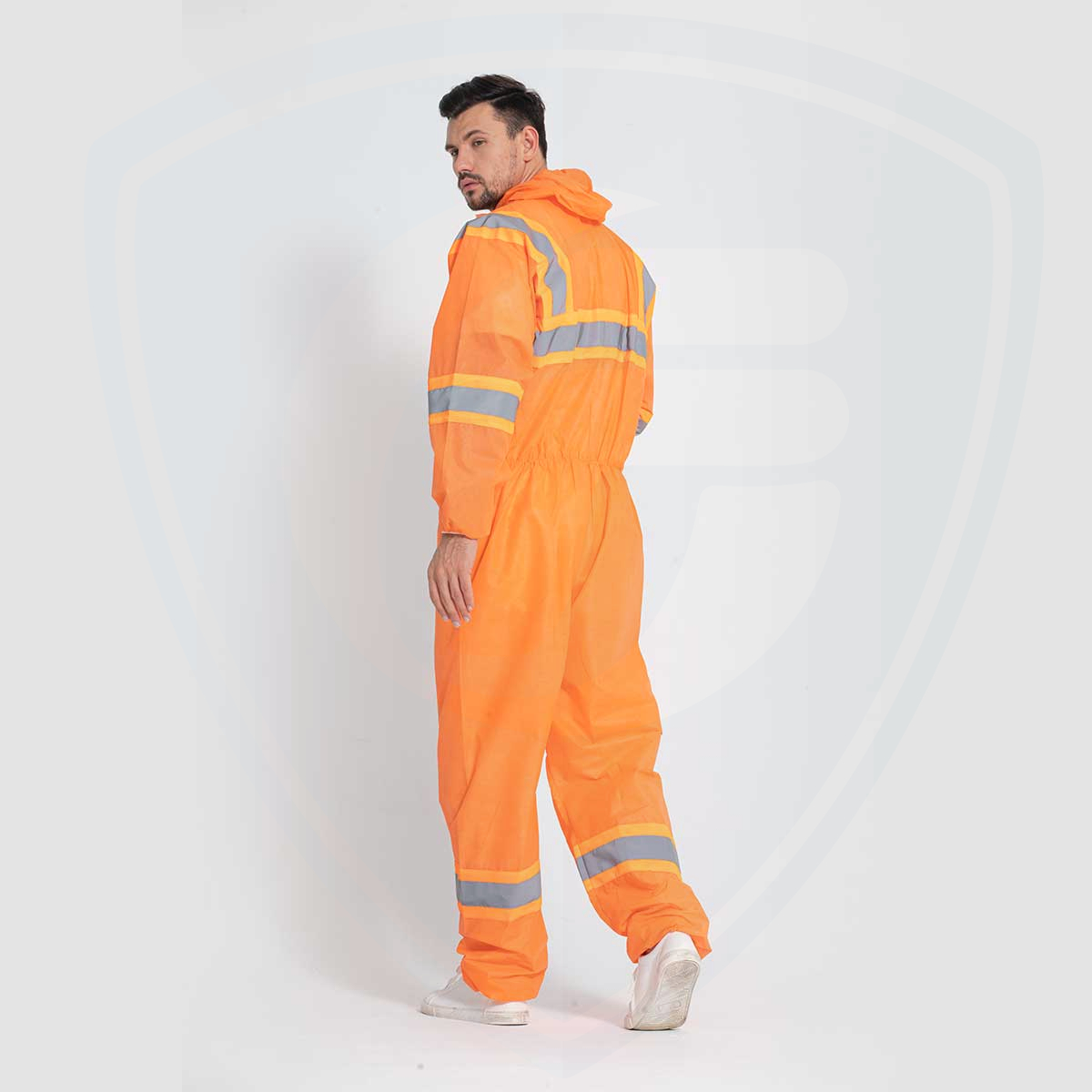 FC2030-5 Orange Color SMS Coverall with Silver Reflective Hi-Vis Tape 