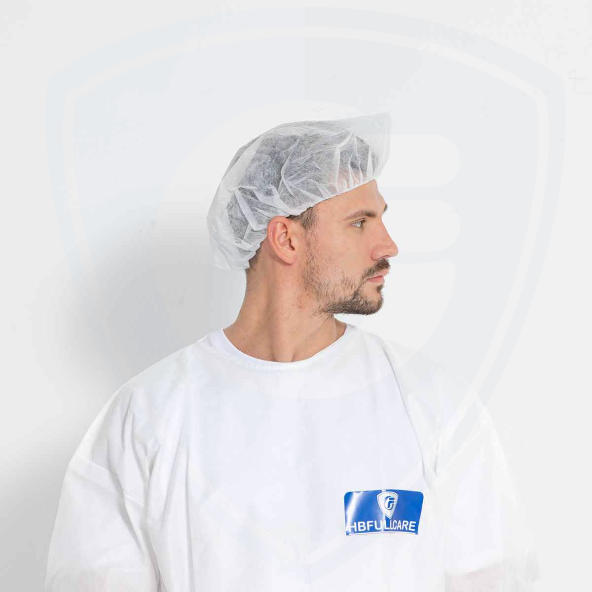 White Eco-Friendly Non-woven Disposable Bouffant Cap for Workers