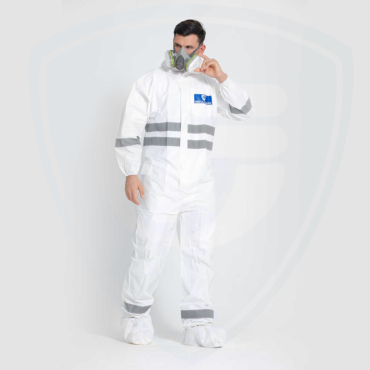 Type 5/6 Hooded Disposable Coveralls with Reflective Tape