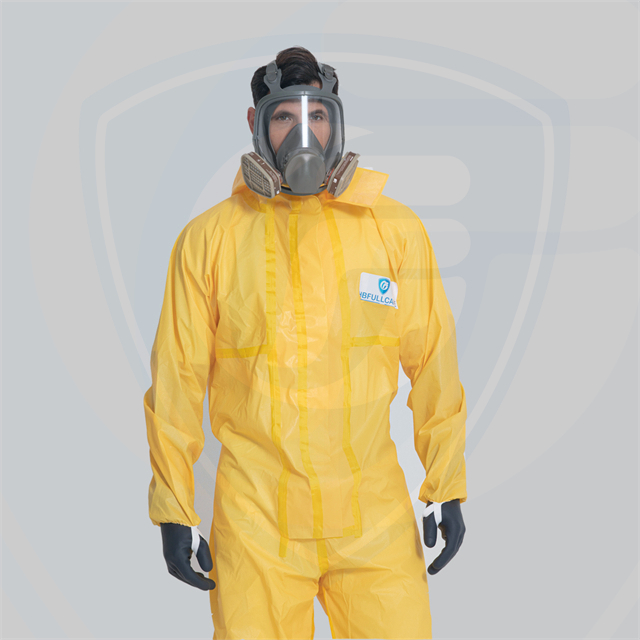 Type 3/4/5/6 Disposable Coveralls PP+External Barrier Film Overalls with Reinforced Knees