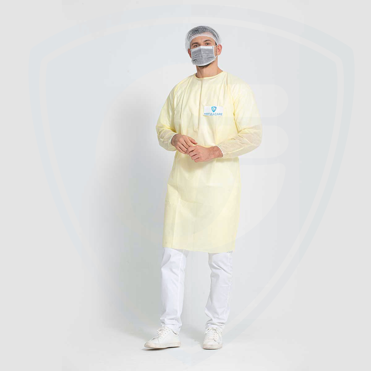 Best Yellow Water-resistant Disposable Isolation Gown with Elastic Cuff