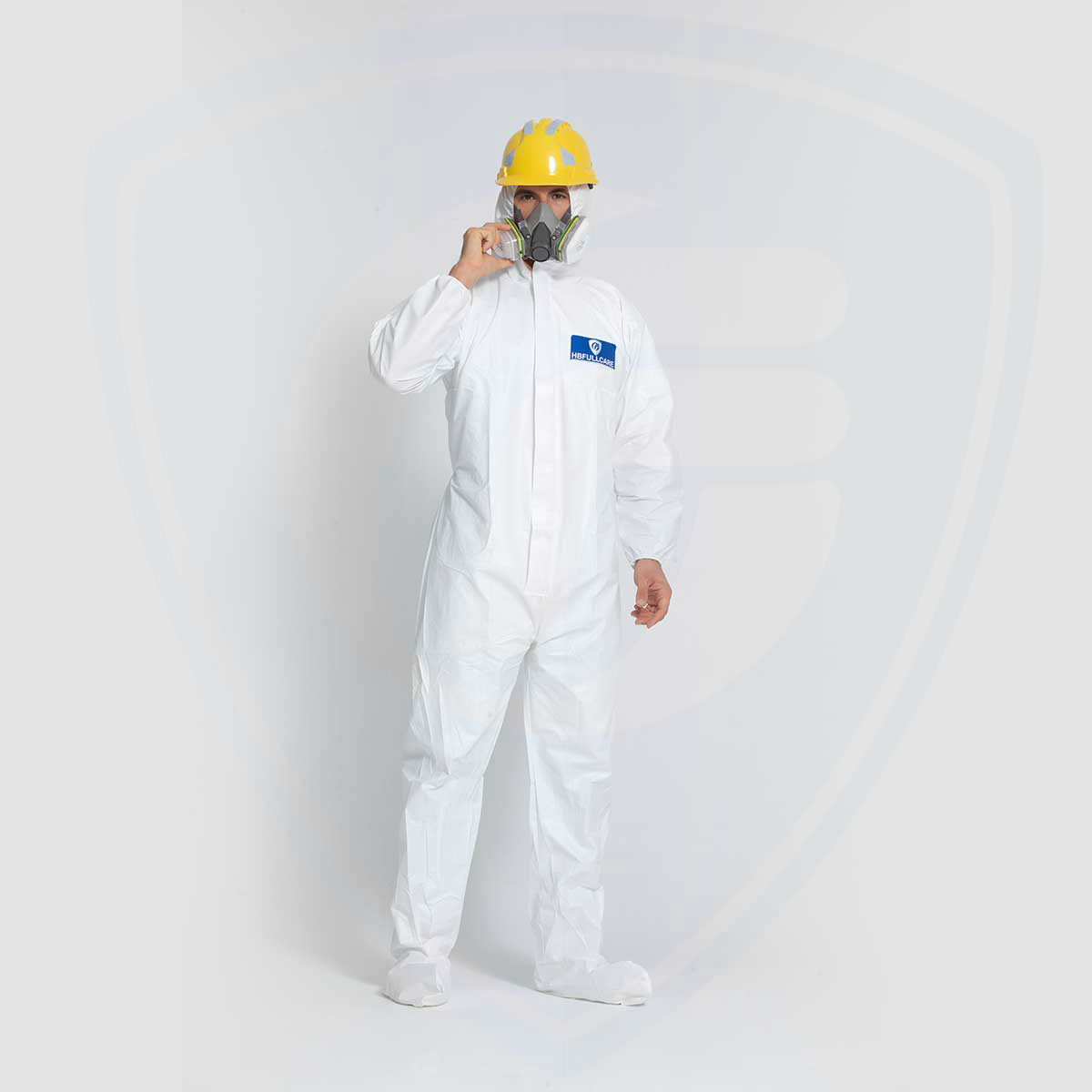 White Waterproof Microporous Film Disposable Coverall with Hood And Boots