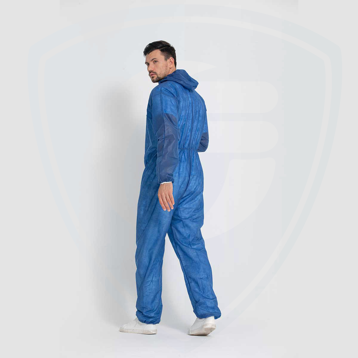 Basic Protection Blue Adult Disposable Coverall Polypropylene Fabric with Hood
