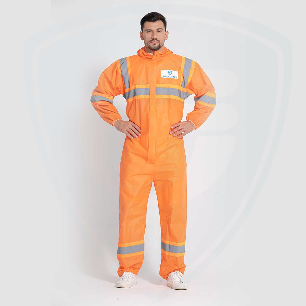 FC2030-5 Orange Color SMS Coverall with Silver Reflective Hi-Vis Tape 