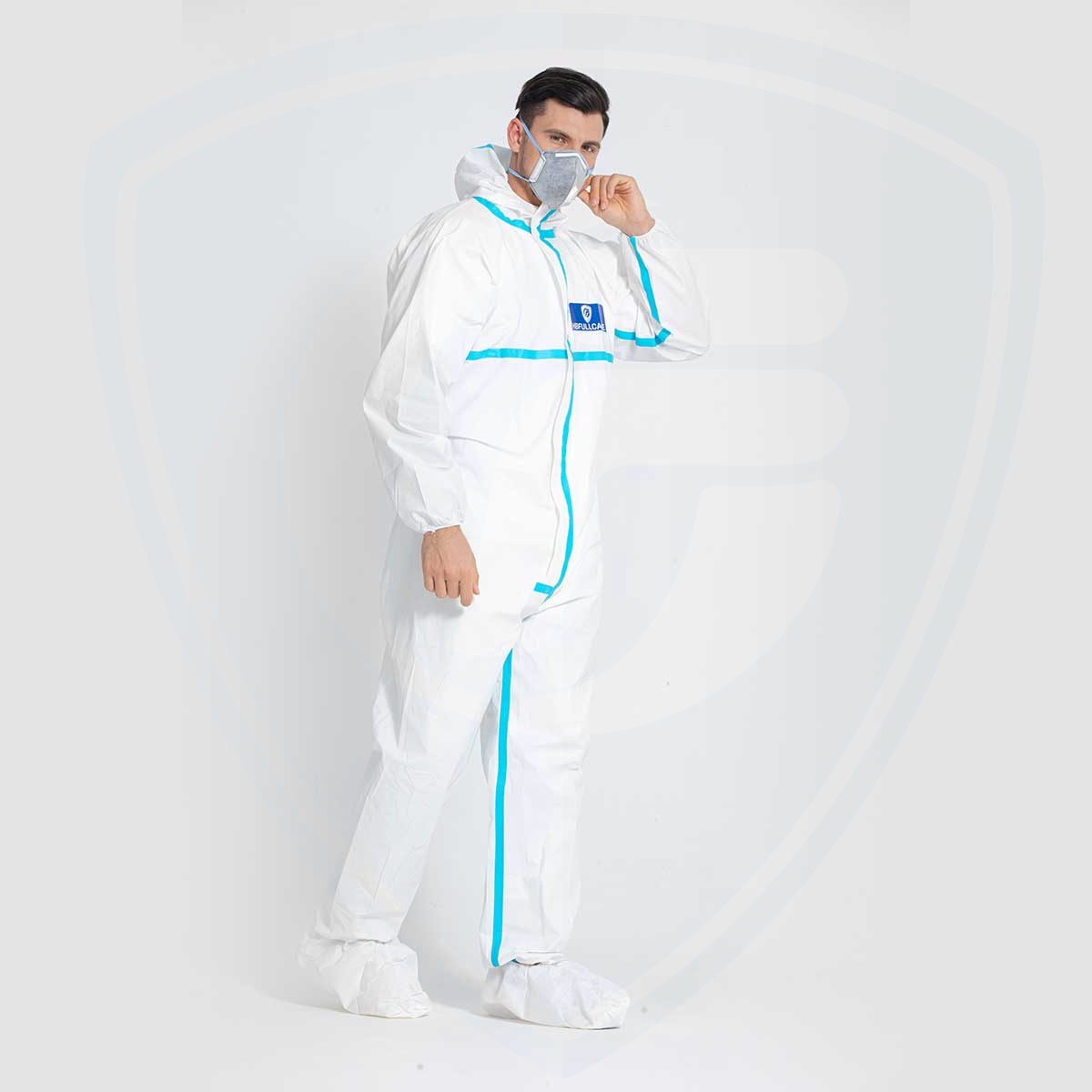 Anti-static Disposable Chemical Protective Coverall Microporous Suit Taped Sealed Seams 