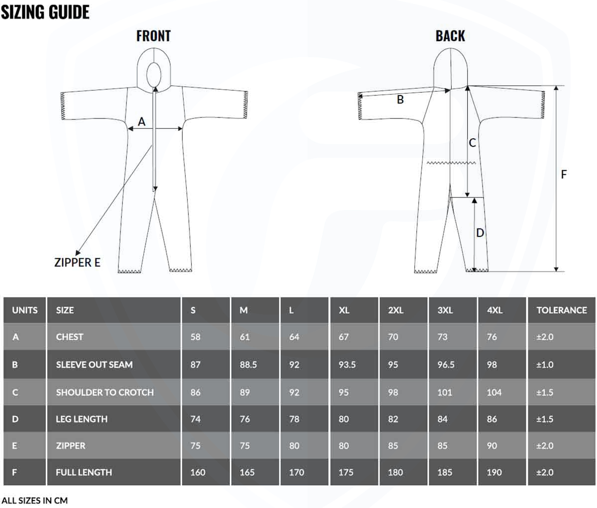 Coveralls For Men Size Chart