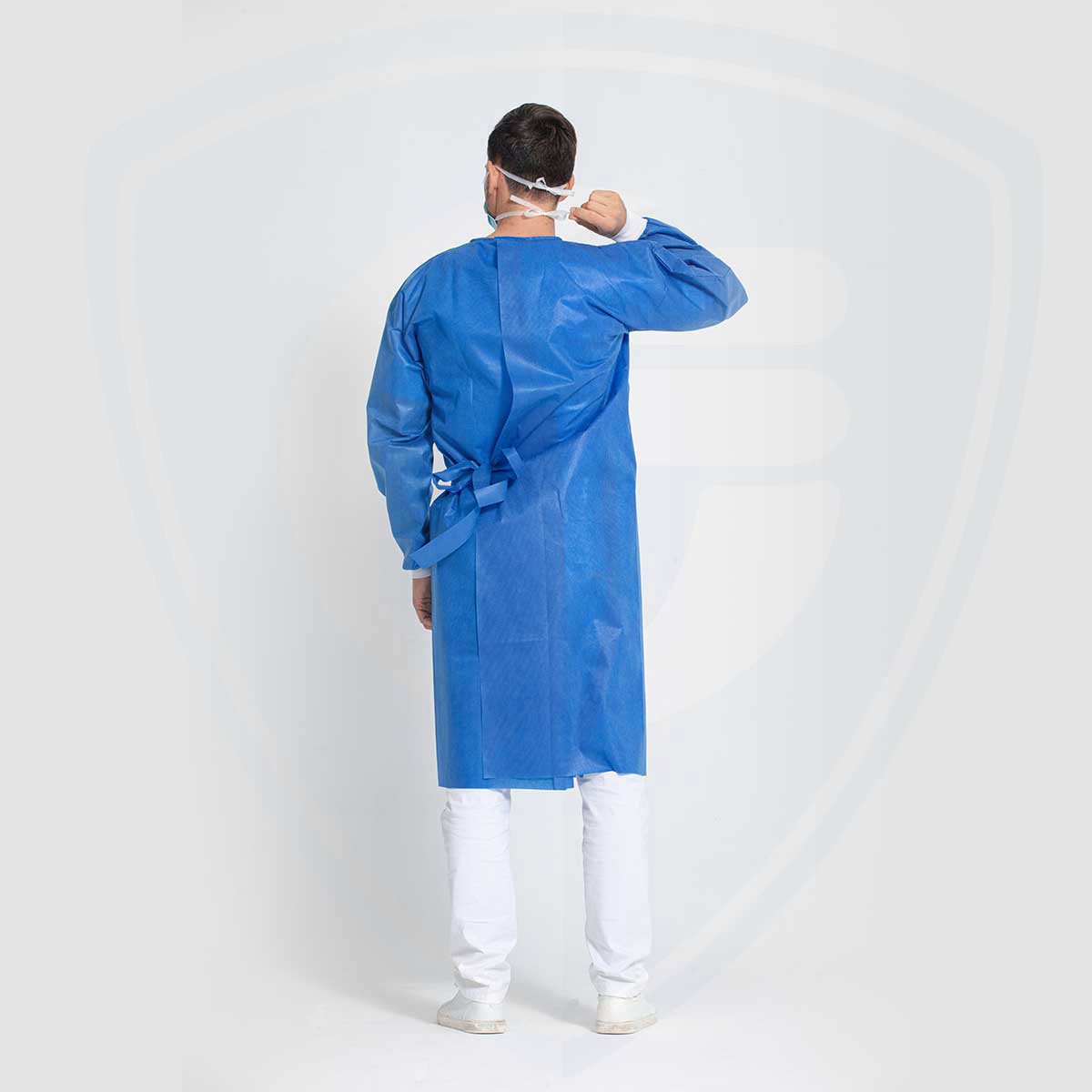 Blue Disposable Isolation Gowns Waterproof with Knit Cuff Latex Free